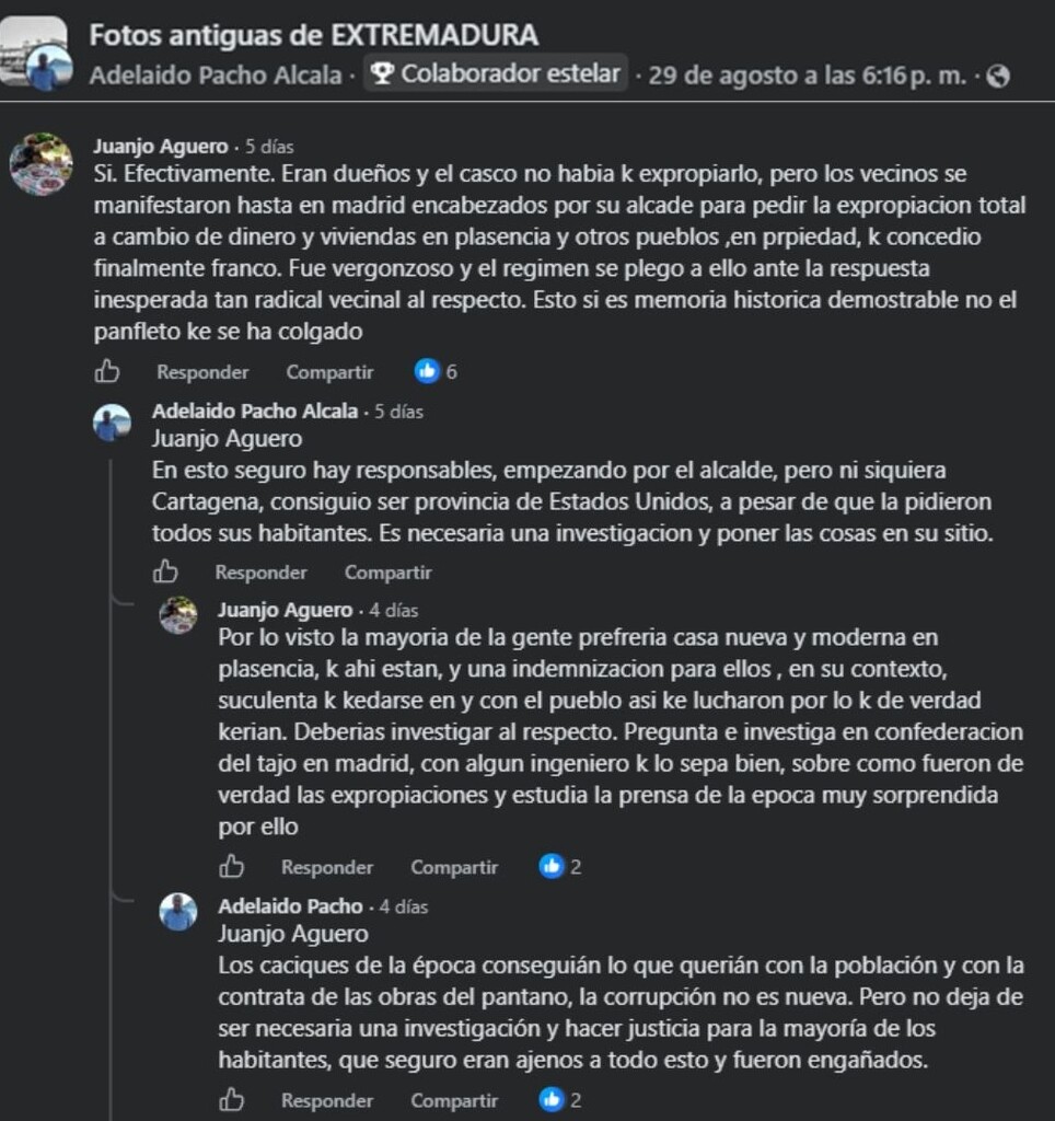 Comentario en Facebook, sobre la expropiación de Granadilla